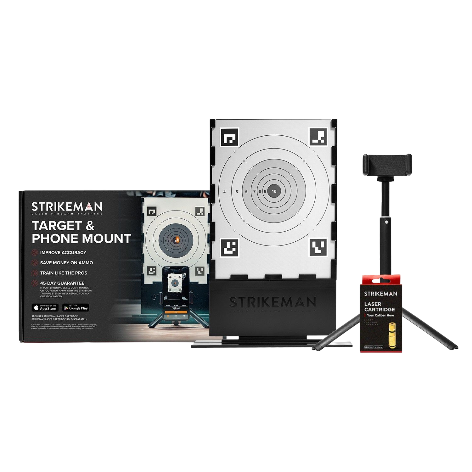 Strikeman Standard Kit with target, phone mount, tripod, and laser cartridge